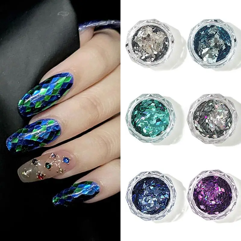

1 Box 3D Mermaid Sequins Nail Glitter Flakes Mixed Mirror Hexagon Spangles Slices Paillette Nail Art Decorations Manicure Tool