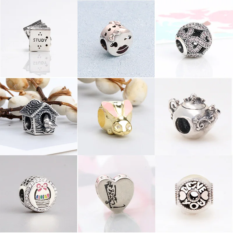 925 Sterling Silver Jade Hare Study Crystal Beads For Original Pandora Charms Women Bracelets &amp Bangles Jewelry | Украшения и