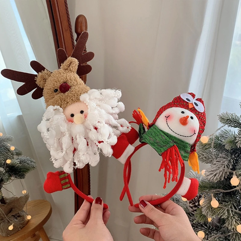 

Xmas Santa Claus Hair Hoop Gingerbread Man Headband Snowman Hairband Holiday Party Headbands Christmas Photo Props