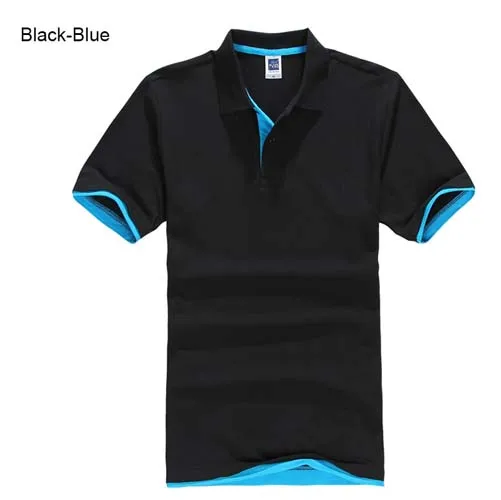 black Blue Ranberone, фирменная новинка, Мужская рубашка поло, высокое качество, мужская хлопковая рубашка с коротким рукавом, брендовые майки, летние мужские рубашки поло размера плюс - Цвет: black Blue
