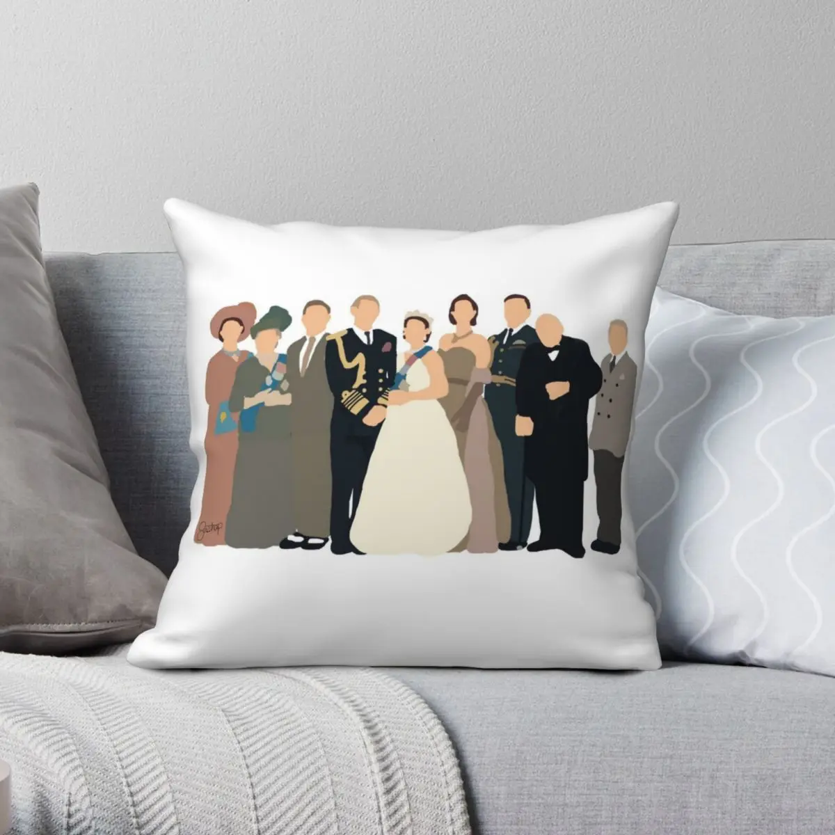 

The Crown Season 1 Cast Square Pillowcase Polyester Linen Velvet Printed Zip Decor Home Cushion Cover 45x45
