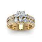 Модные ювелирные украшения, кольцо для влюбленных, свадебный набор колец золотого цвета с сердцем из циркония, винтажные мужские и женские кольца из нержавеющей стали