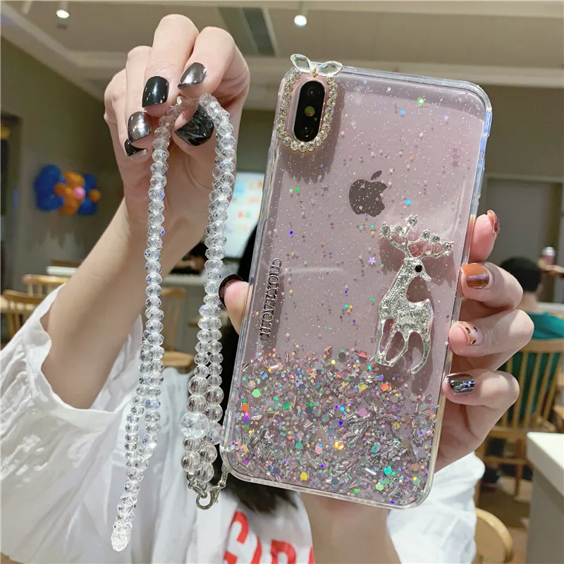 3D Блестящий чехол для телефона с изображением рождественской елки лося мягкий