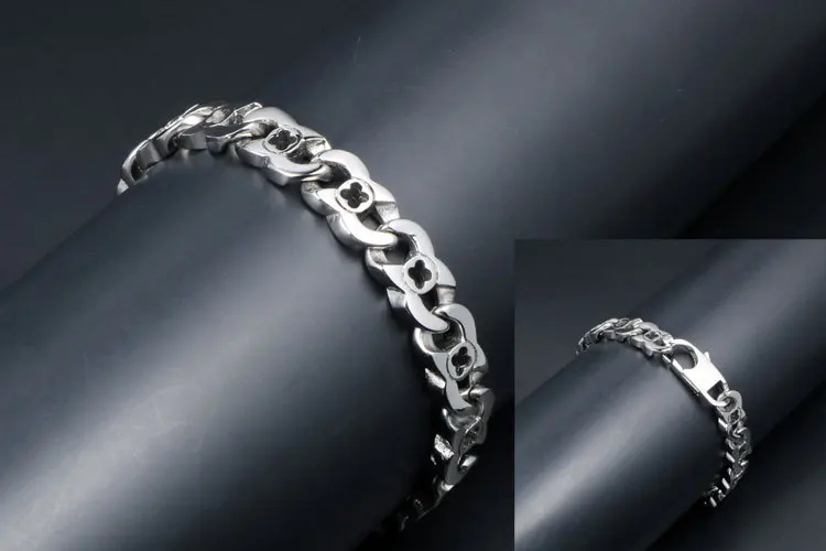 Мужской тяжелый браслет из нержавеющей стали Quatrefoil дизайн ширина 9 6 мм Длина 8