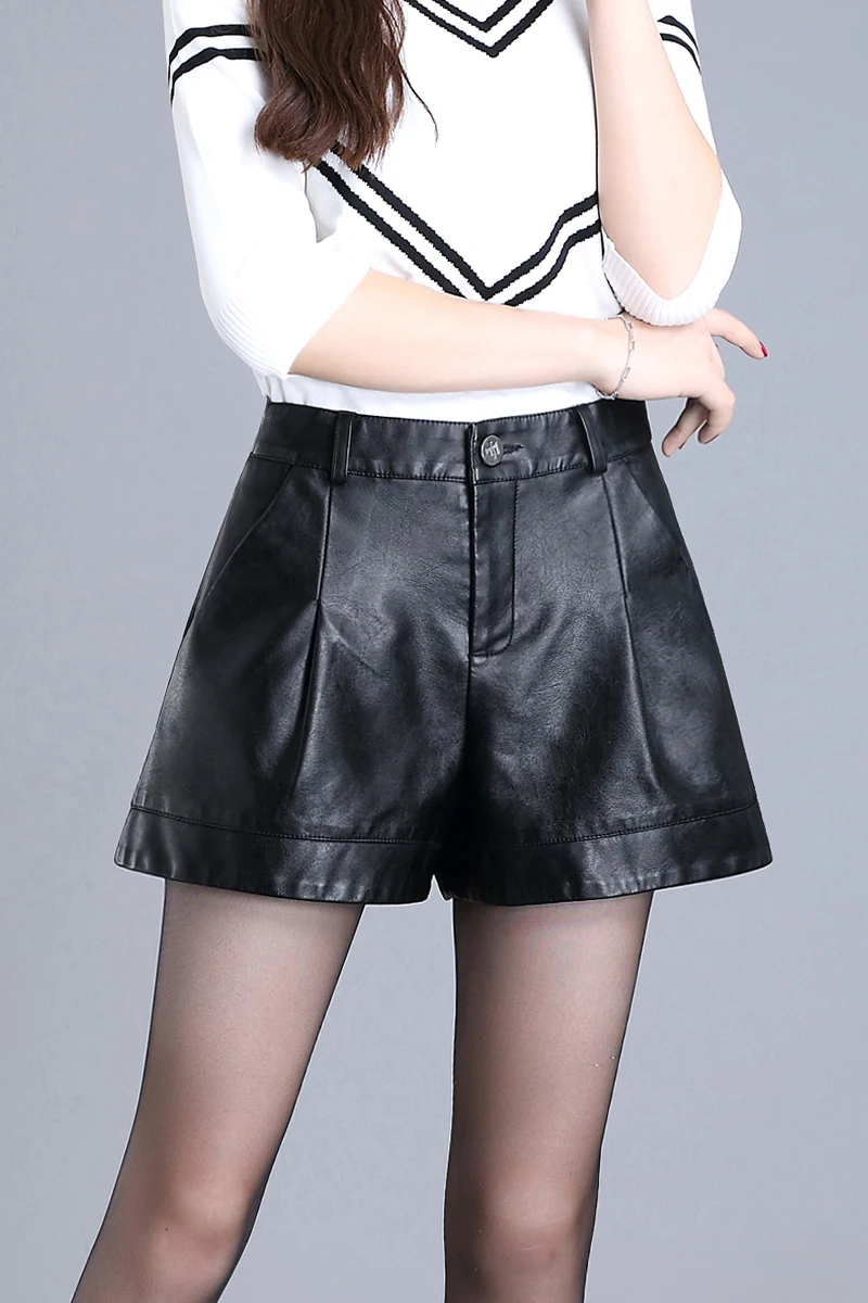 

Female Plus Size Pu A Line Woman Autumn Oversized Waterproof Lady Winter High Black Skirts Fashion Zipper Fly Shorts Skirts