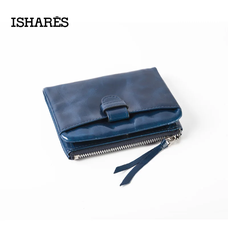 

2021 New Oil Wax Genuine Leather Small Women Purses Calf Leather Men Mini Hasp Wallets Cow leather Unisex Short Card Holders