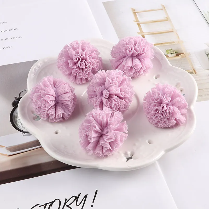 10 шт./лот 35 мм кружевной шар Сделай сам Марля эластичные цветы помпоны крафт