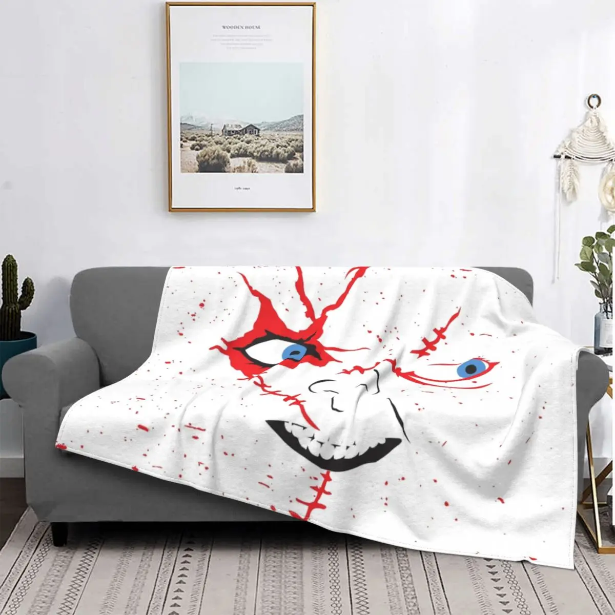 

Chucky Face Winter Thicken Flannel Fleece Throw Blanket Shaggy Fuzzy Quilt Home sofa Bedroom Bedding Throws adult Funny