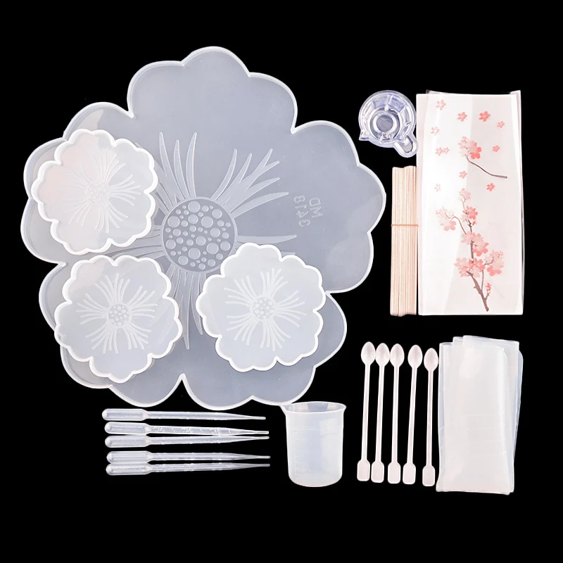 37Pcs Flower Tray Moule Silicone Tools Set DIY Handmade Silicone Molds For Epoxy Resin Home Desk Decoration Jewelry Craft