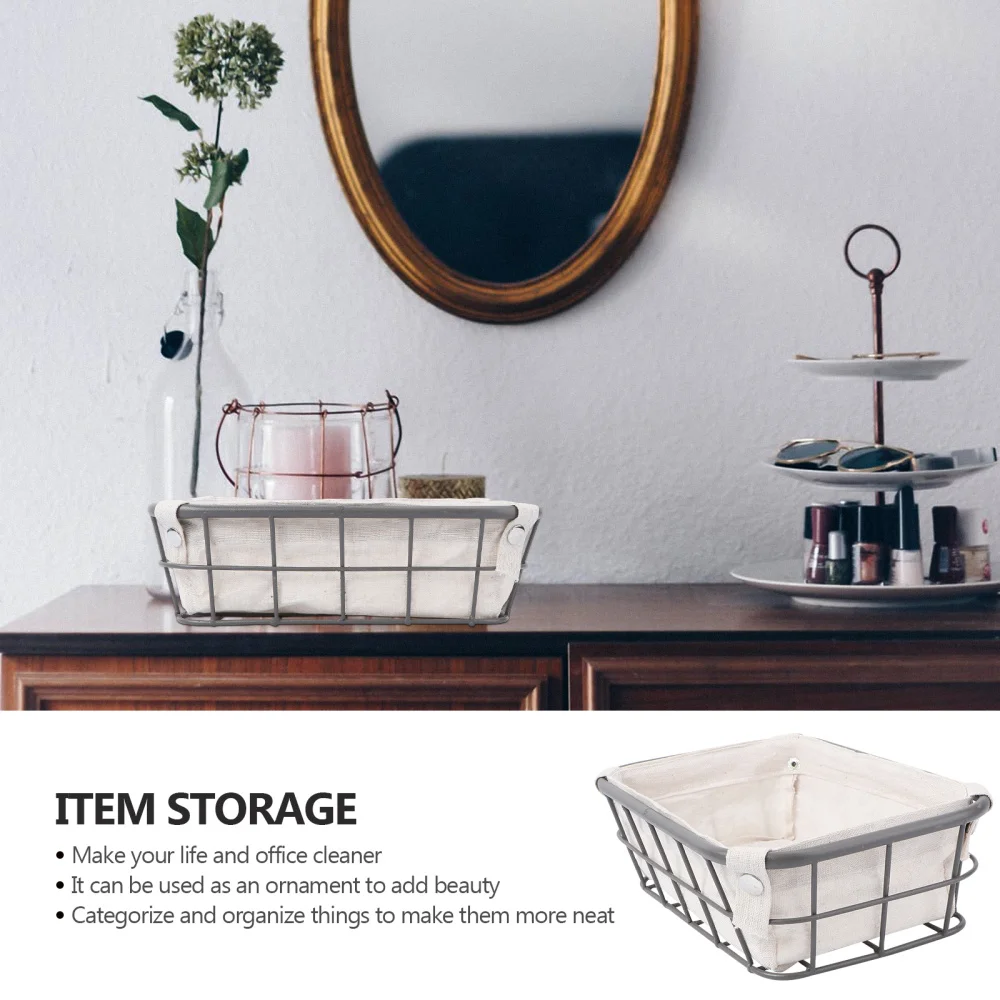 

Iron Storage Basket Bathroom Organizer Holder Home Kitchen Sundries Container