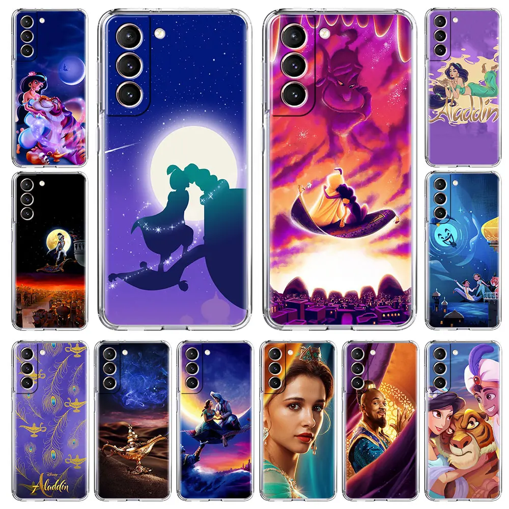 

Прозрачный чехол для Samsung Galaxy S20 FE S21 Ultra S10 S9 Plus, прозрачный мягкий чехол с аладдином и принцессой жасмин, роскошный чехол