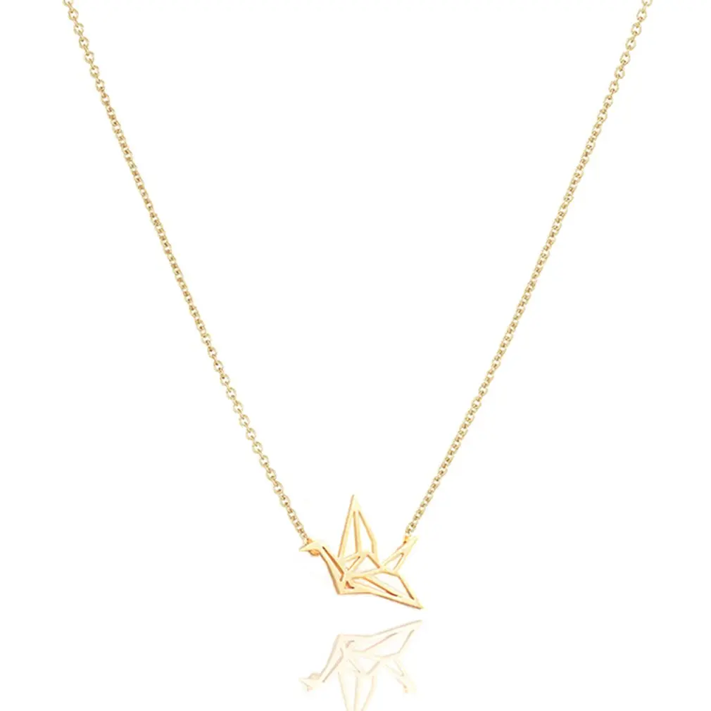 

Bergamot-shaped/Paper Crane Bird/Woodpecker/Key Shape Alloy Pendants Clavicle Chains Necklace For Girls Party Accessories