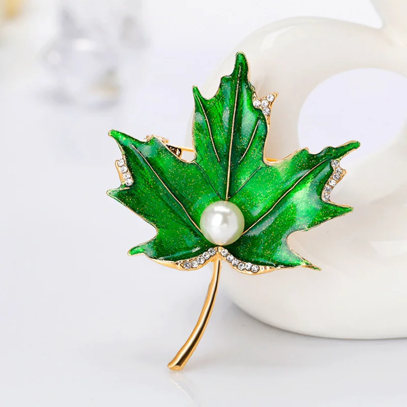 Модные эмалированные броши в виде листьев жемчуга для женщин 2020 Канада Кленовый