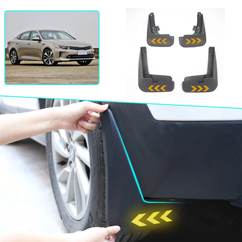 Yellow 2015-2017 Передние Задние Автомобильные Брызговики для крыла Светоотражающие Предупреждение Брызговики для Kia Optima K5 2011-/ - Цвет: Yellow 2015-2017