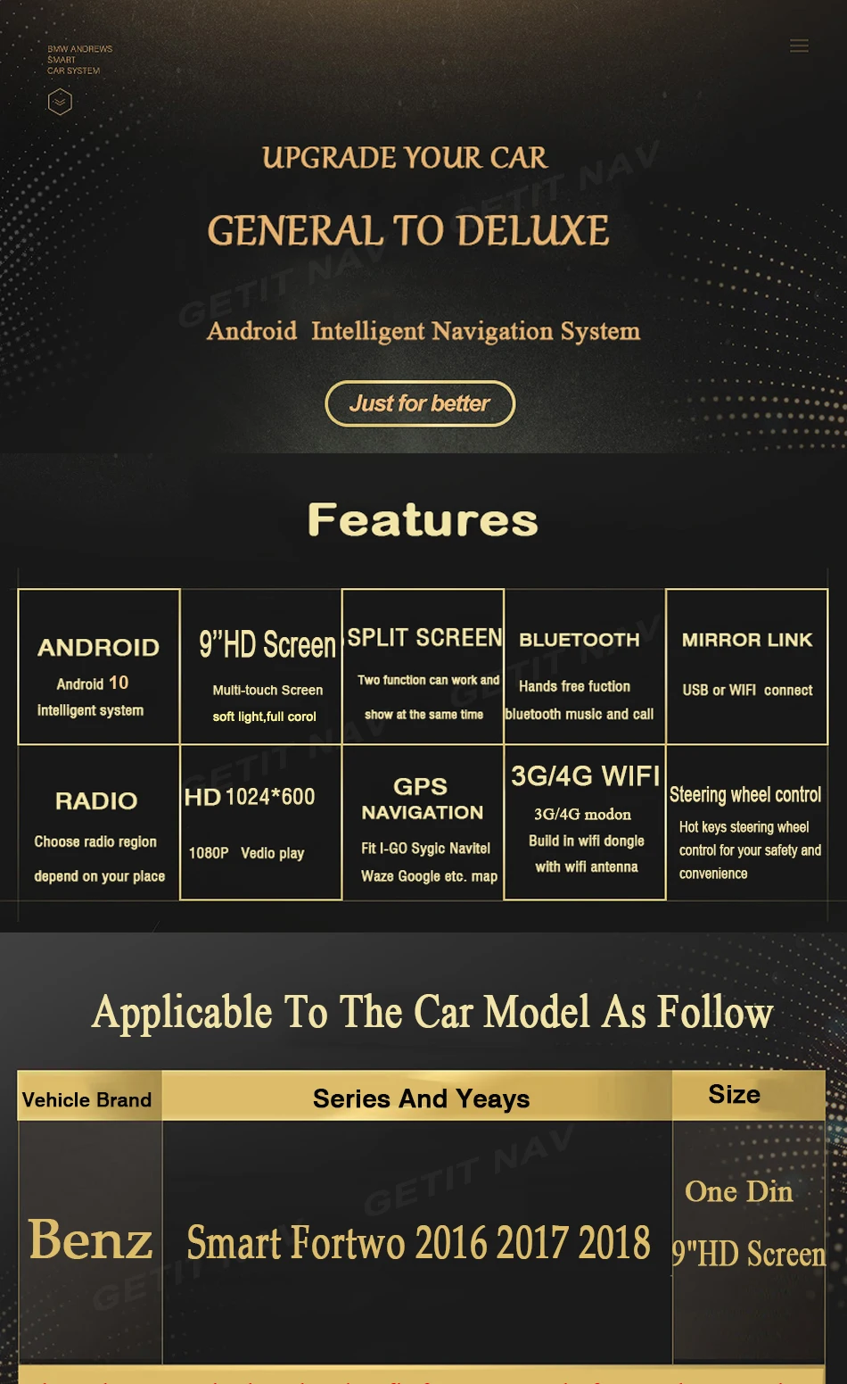 " Android 10 автомобильная стереосистема радио многопользовательский для Benz Smart Fortwo радио Wi-Fi BT автомагнитолы gps навигации