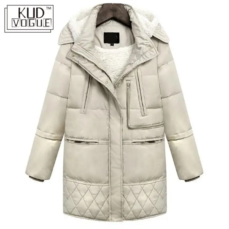Женское теплое пальто из меха ягненка хлопковая белая черная куртка зимнее