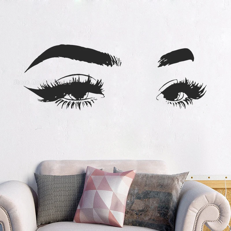 

Beautiful Eye Eyelashes Beauty Salon Wall Decals Vinyl Wall Stickers For Beauty Salon Decor Art Wallpaper Lashes Murals LL2026