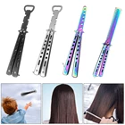 Складная расческа из нержавеющей стали для обучения искусству, инструмент для укладки бороды щетки для усов, парикмахерский инструмент