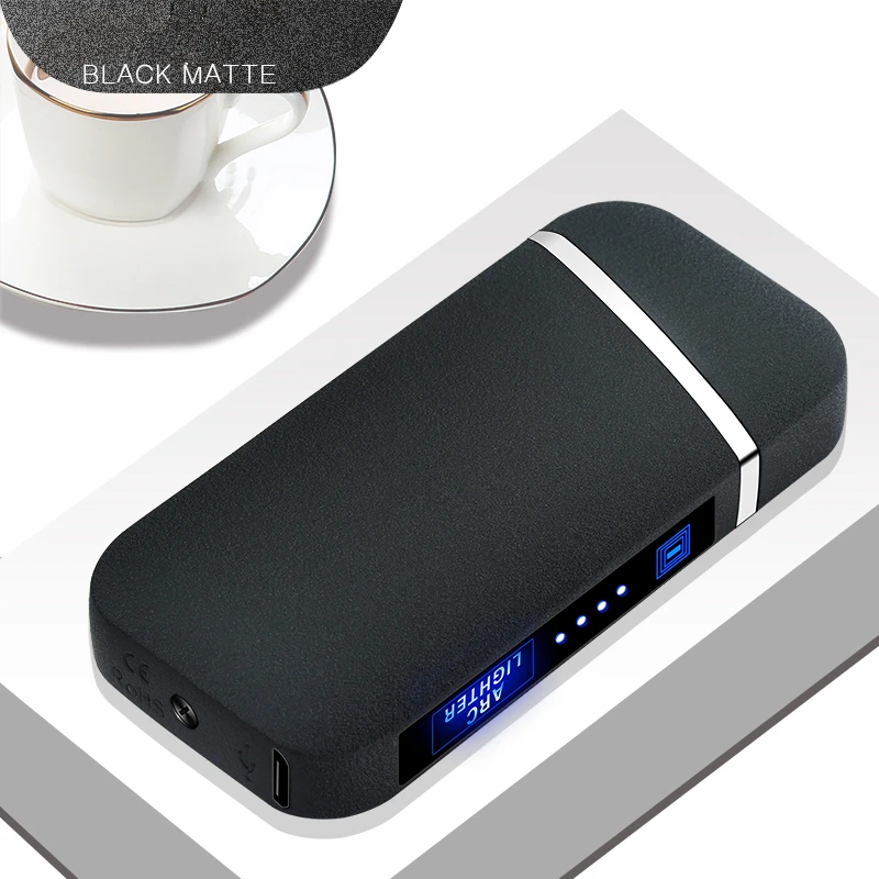matte black Многоцветная крестообразная дуговая зажигалка с сенсорным экраном Индукционная USB портативная зарядка Ветрозащитный подарок выбор - Цвет: matte black