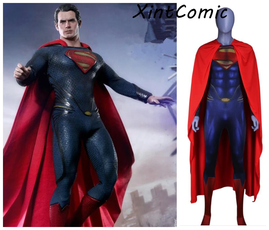 Мужской костюм супермена из стали для костюмированной вечеринки супергероя на