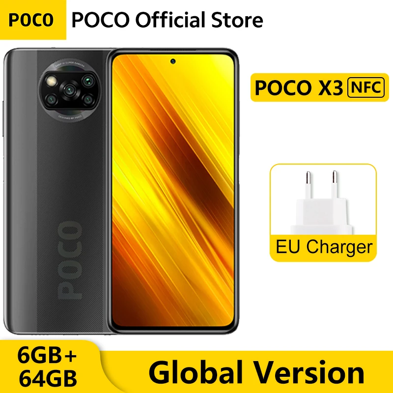 Глобальная версия POCO X3 NFC 6 Гб 64 Смартфон Snapdragon 732 Octa Core 67 &quot120 Гц DotDisplay