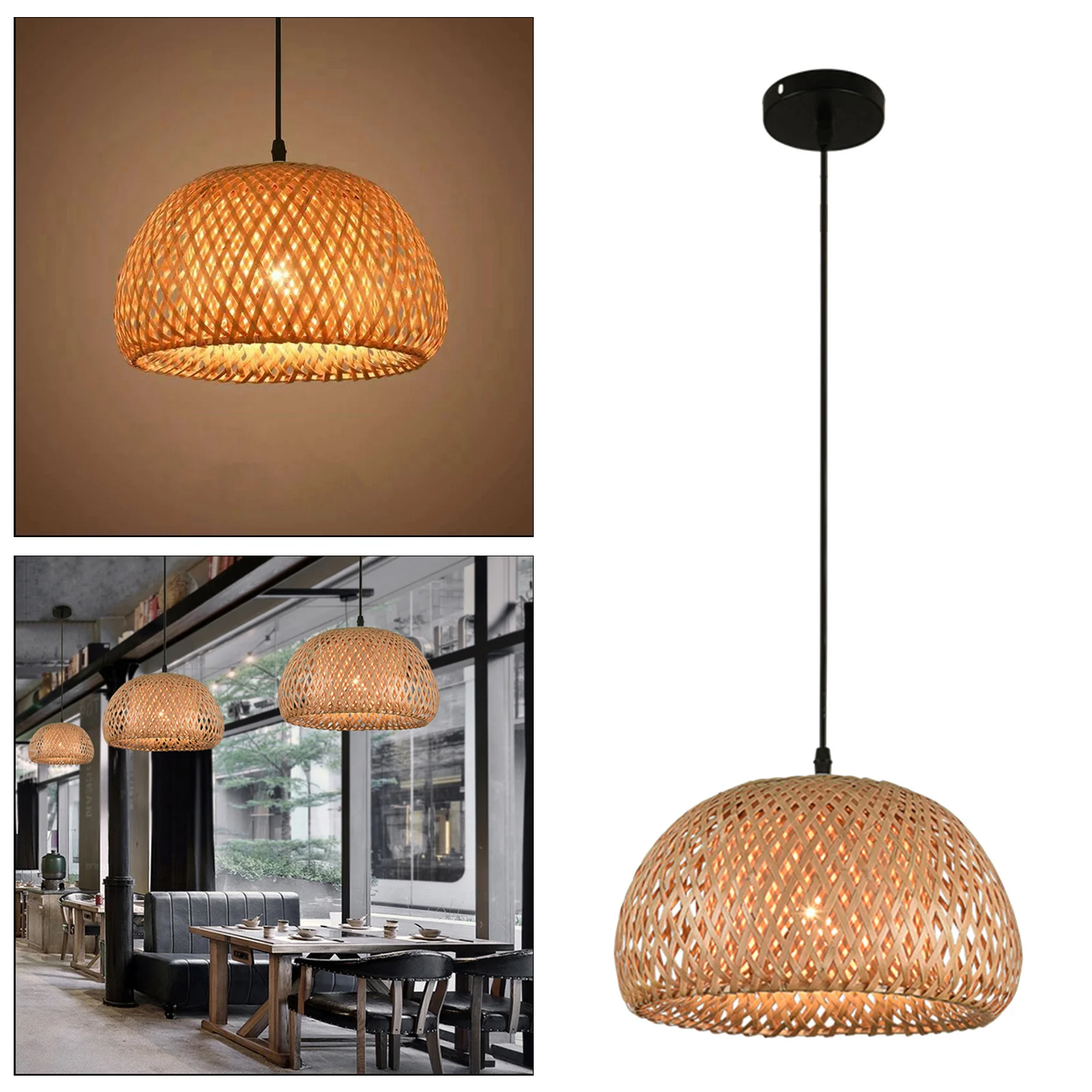 

Retro Bamboo Weaving Chandelier Lamp Pendant Light Wicker for Teahouse