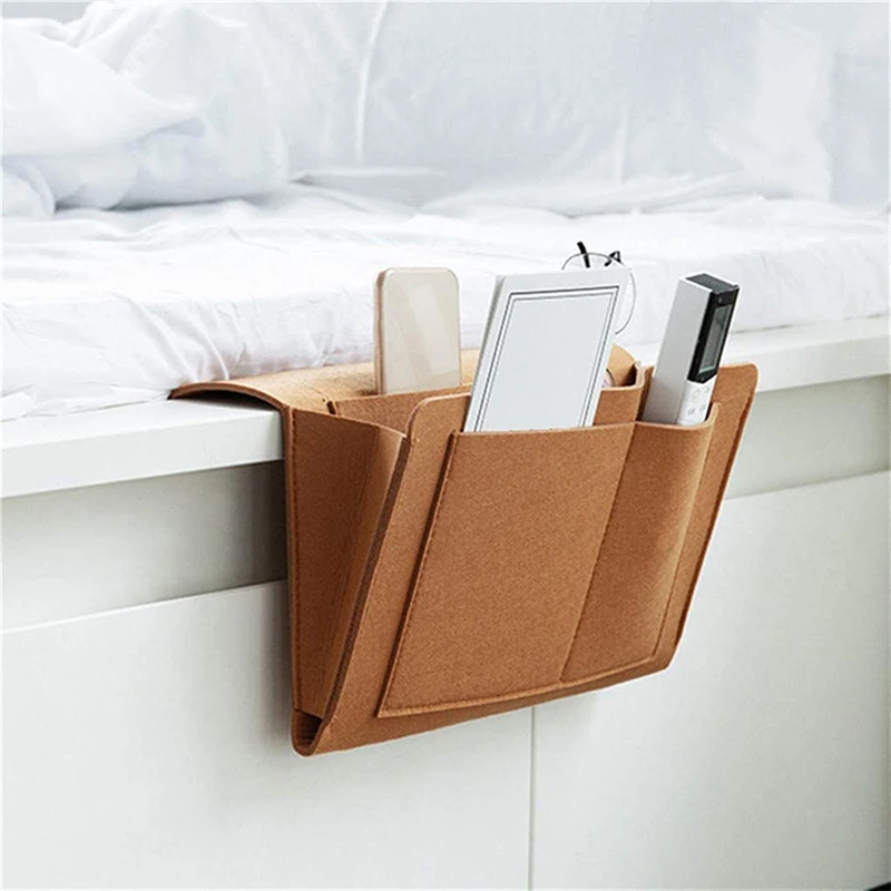 

Home Bed Rails Sofa Beds Felt Bedside Storage Pocket Phone Holder Remote Hanging Organizer Bag Bedroom Accessories