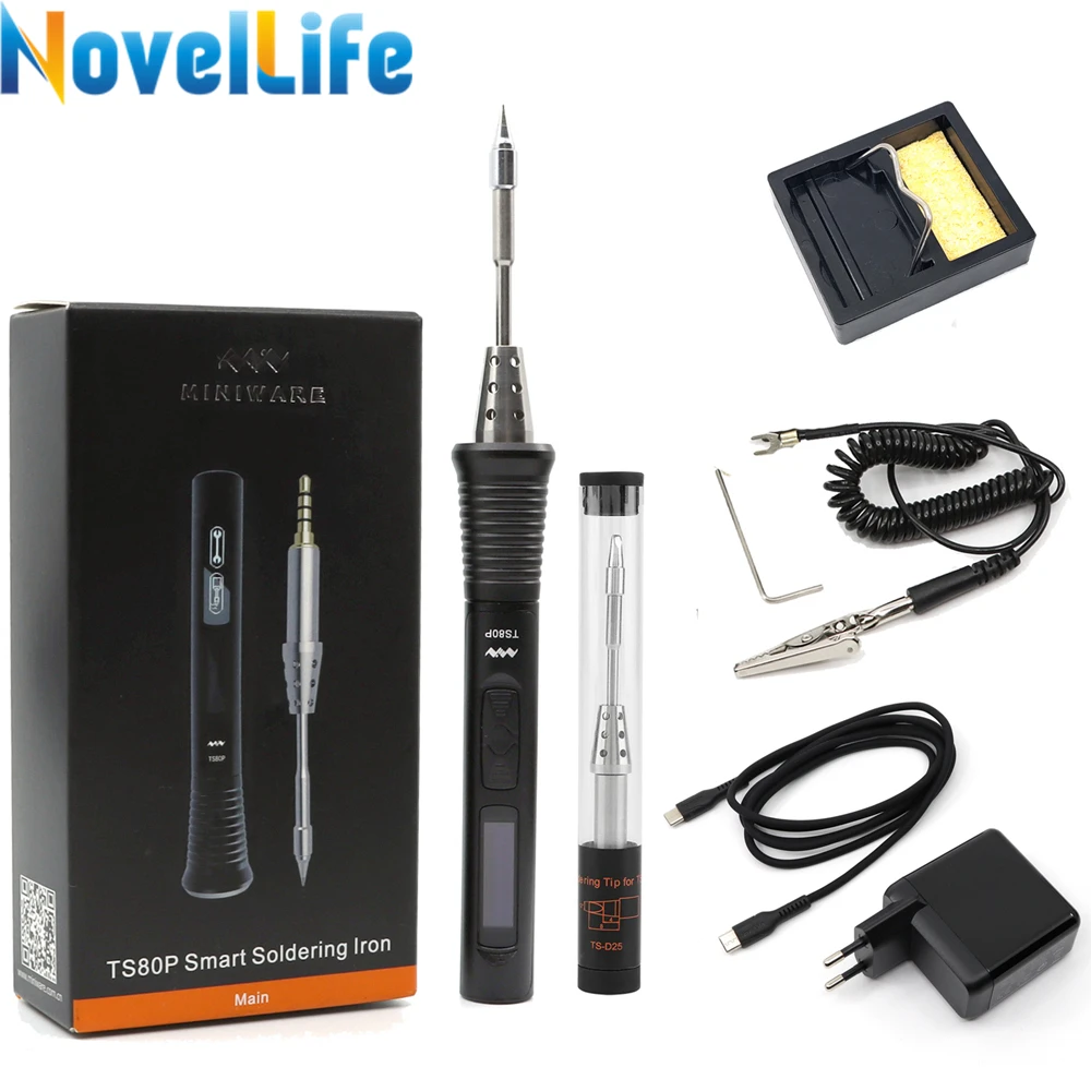 Портативный Электрический мини-паяльник TS80P цифровая паяльная станция с