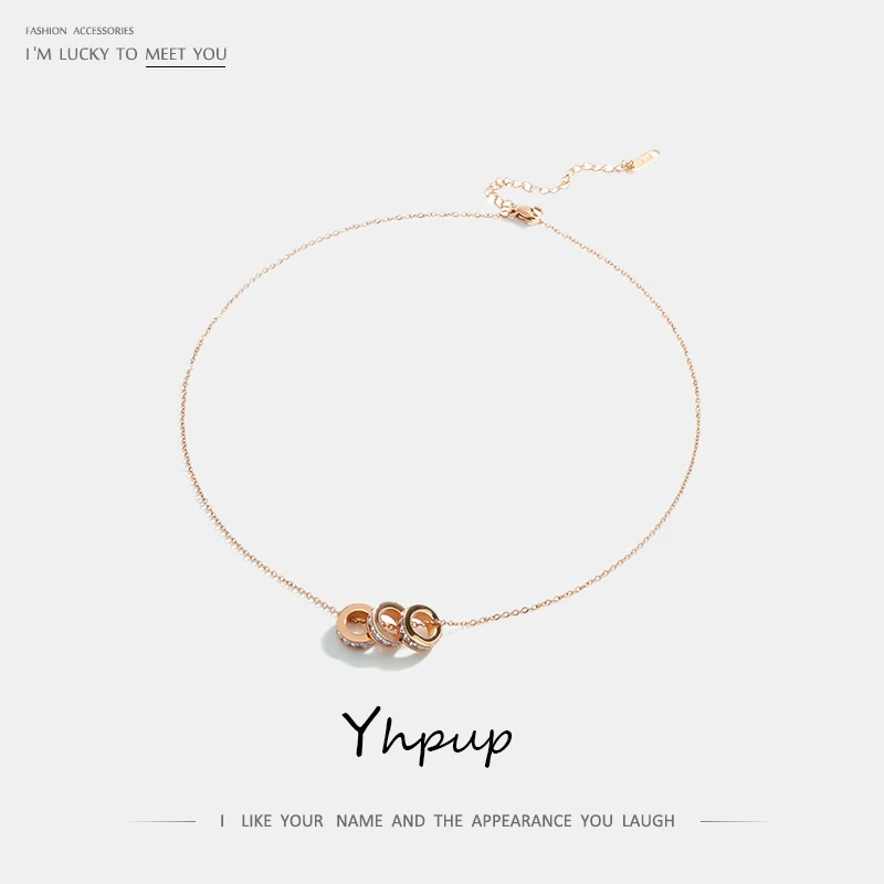 Yhpup Новый Классический круглый кулон с цирконием ААА вращающийся круг ожерелье