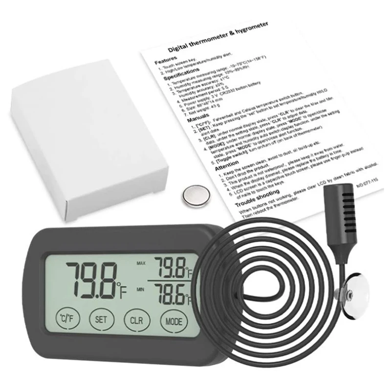 

Термогигрометр с зондом для инкубации яиц, бытовой гигрометр для рептилий, домашних животных