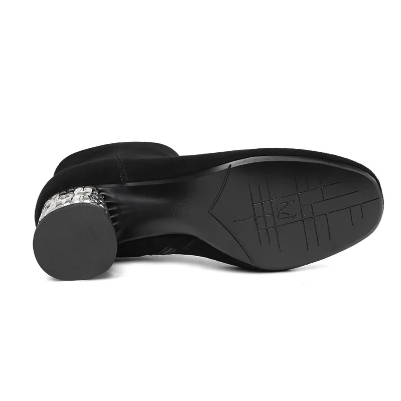 Женские замшевые ботильоны Phoentin синие полусапожки на высоком каблуке с