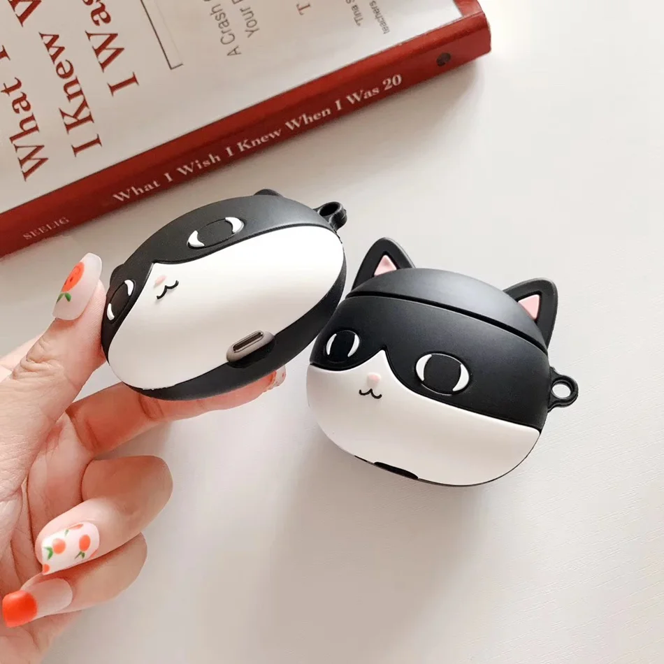 3D милый чехол для наушников Airpods 2 Чехол аниме кошка силиконовая утка наушники защитная крышка для Apple Air pods для наушников Чехол