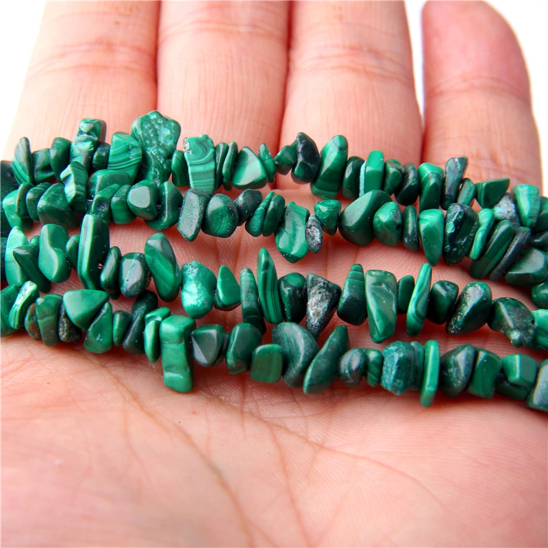 Натуральные зеленые полоски малахитовые каменные бусы неправильной формы