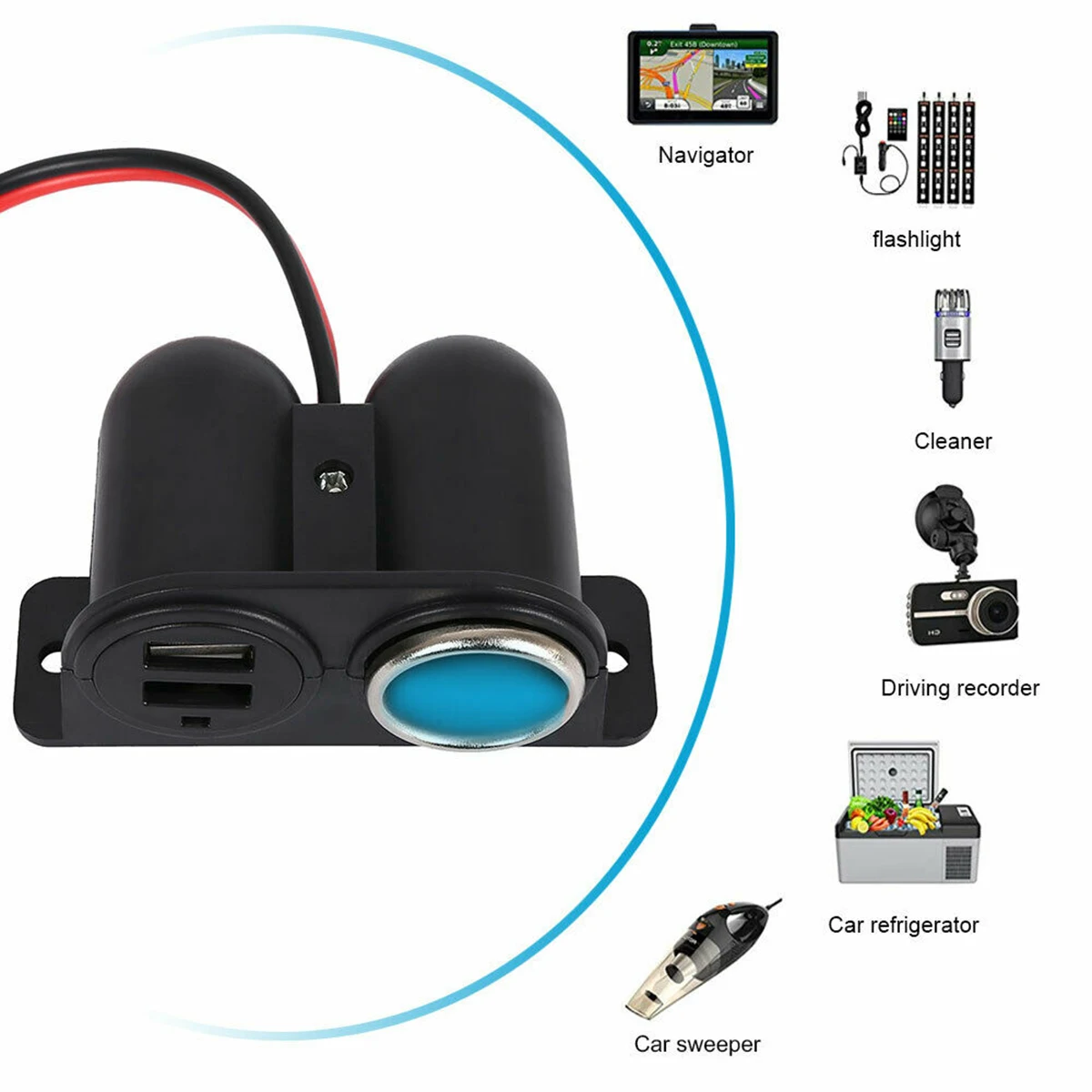 12/24V Car 3.1A Dual USB+Cigarette Lighter Socket Charger Intelligently identify device With over-load over current protection | Автомобили