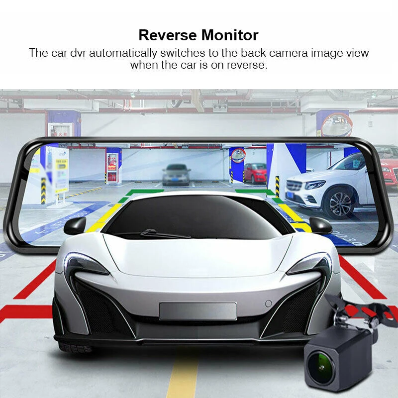 10 Inch HD 1080P Car DVR Dual Lens Camera Rearview Mirror Dash Cam Auto Recorder Rear View Camera