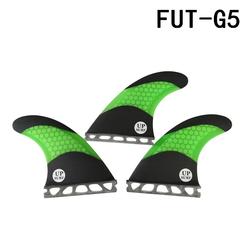 Surf Future Fin paddle board G5 Upsurf логотип соты Стекловолоконные плавники доски для серфинга плавник Размер M 3 штуки в комплекте - Цвет: Black with Green 2