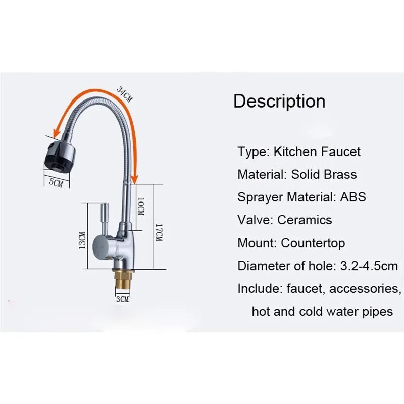 Смеситель для кухни черный гибкий кухонный смеситель кран холодной и горячей