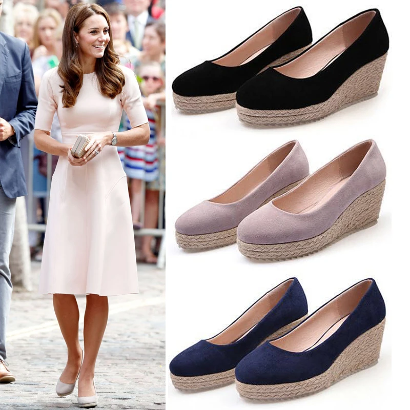 

Women's Wedges Shoes Woman Thick-Soled Ethnic Style Round Toe Black Wedge Shoe Summer Autumn 2020 New Wedges Shoes For Ladies