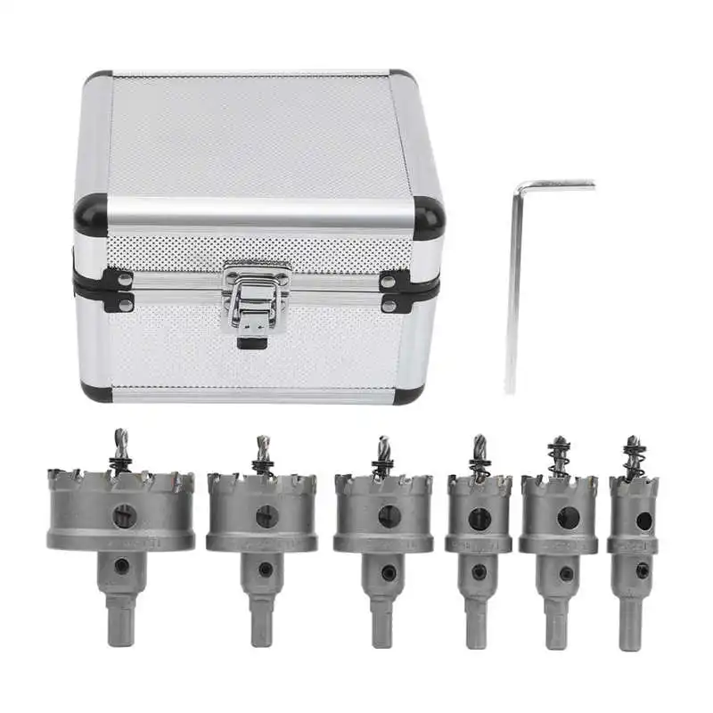 

6/10 PcsHole Saw Drill Bit Set Tungsten Steel Holes Opener Ti Plated Center Drill Aluminum Box