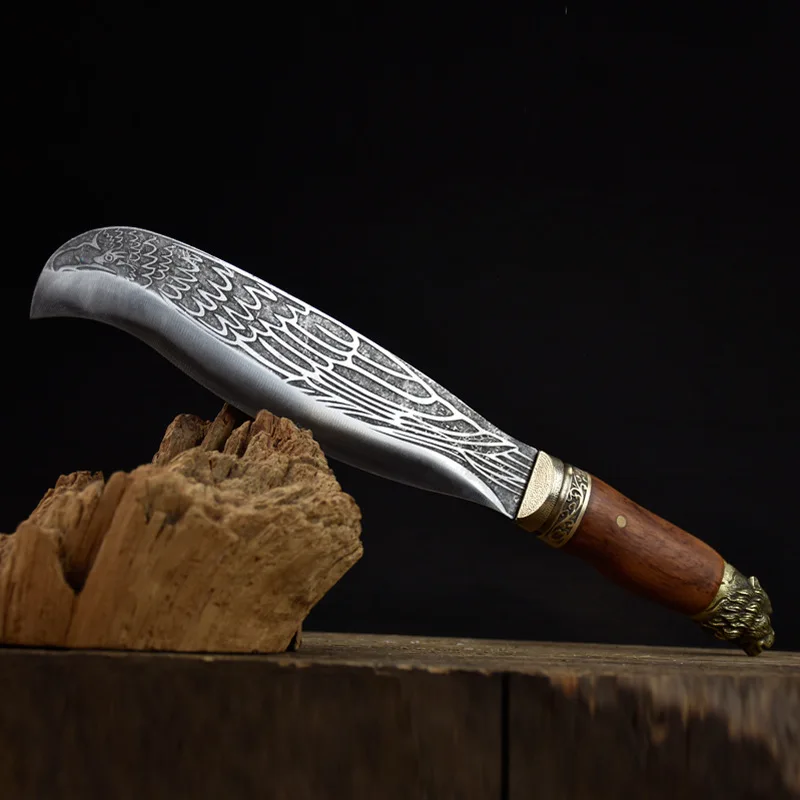 

Household Knives Cleaver Multipurpose Knife Outdoor Chopping Hatchet Tree Chopping Knife Eagle Pattern Tiger Head Shaped Handle