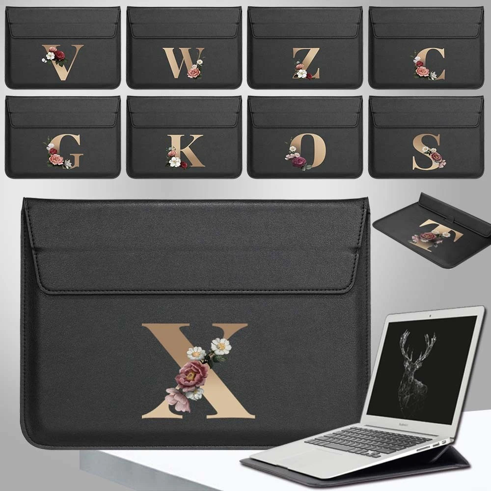 

Letter Pattern Laptop Bag for Macbook Air Pro 13 Case 11 12 13 14 15 Inch Leather Briefcase Notebook Huawei HP Dell Xiaomi