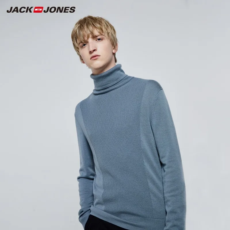 JackJones Мужской умный Повседневный светильник с длинными рукавами свитер с воротником-стойкой 219324525 - Цвет: STONE BLUE
