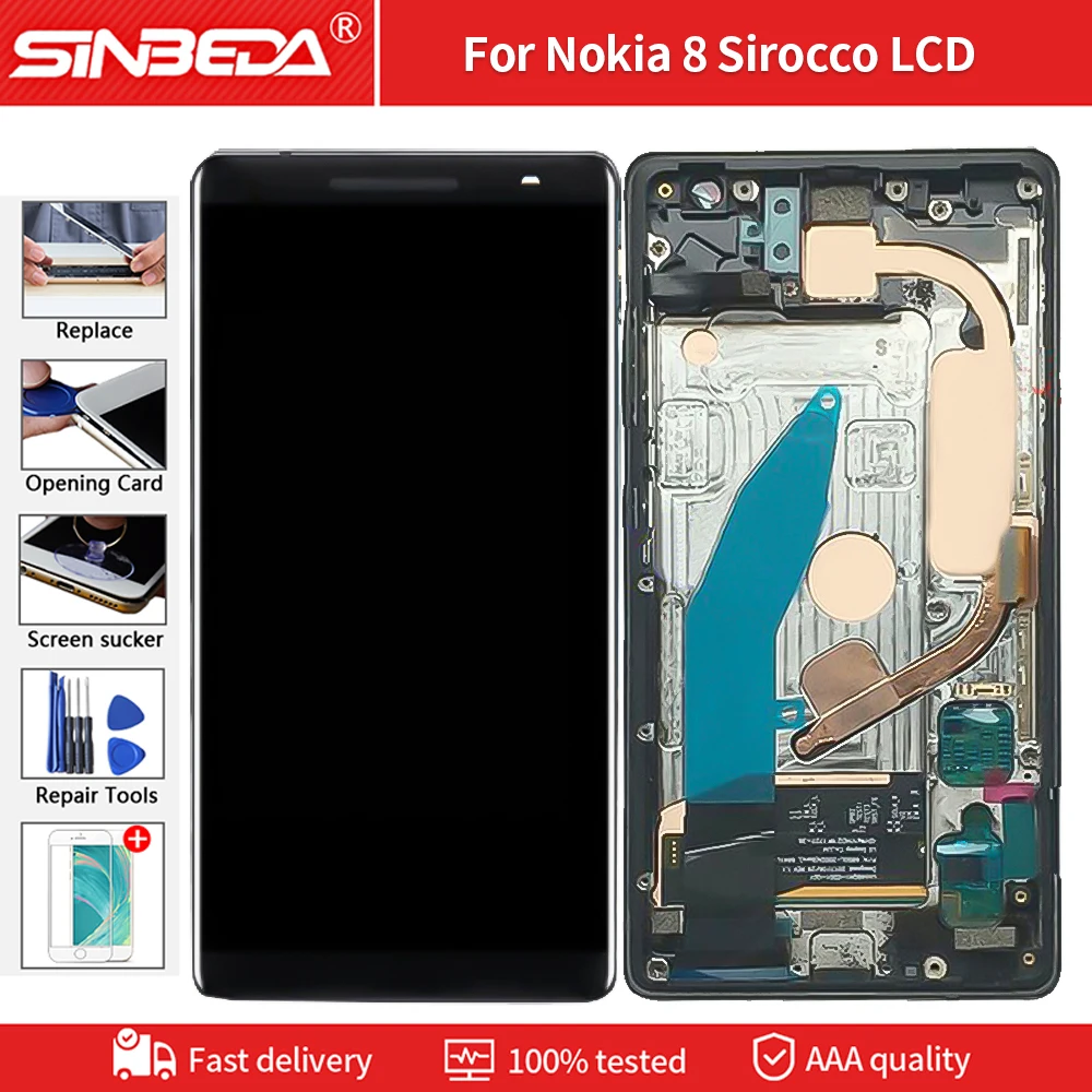 

5,5 ''Оригинальный ЖК-дисплей для Nokia 8 sirockcotouch экран дигитайзер полная сборка Замена TA-1005 черный с рамкой