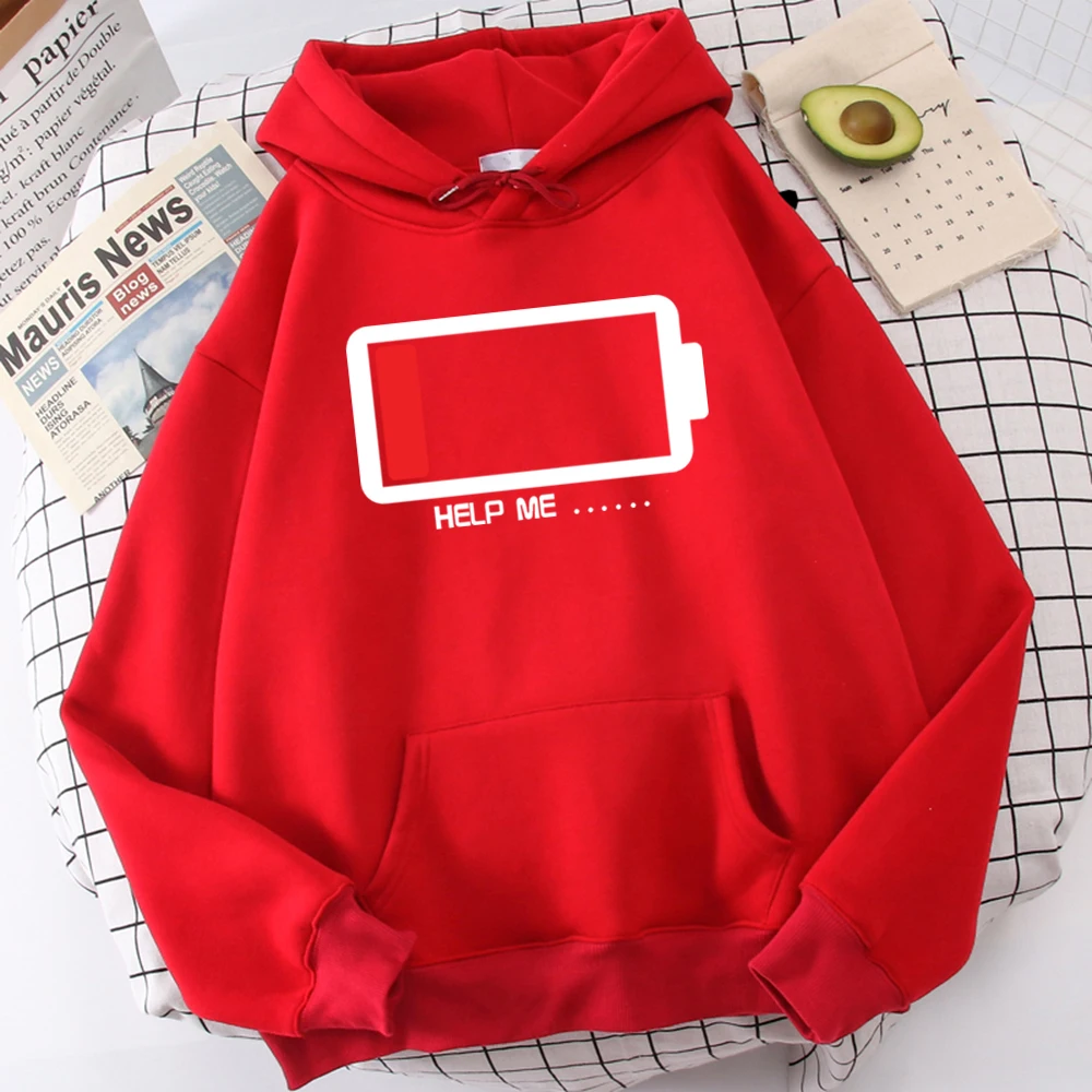 

Help Me I'M Out Of Power Print Female Hoody Harajuku S-Xxl Sweatshirt Fashion Quality Hooded Autumn Casual Warm Streetwear Men