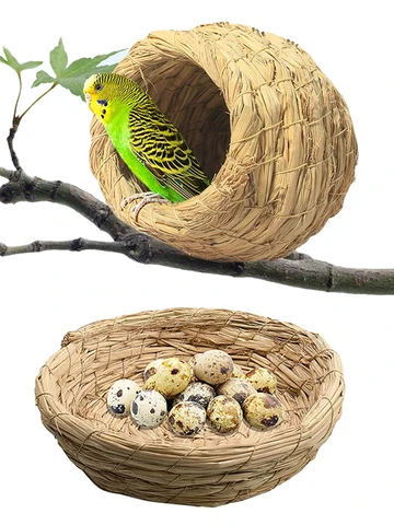 Гнездо для попугаев из соломы, 12х13 см