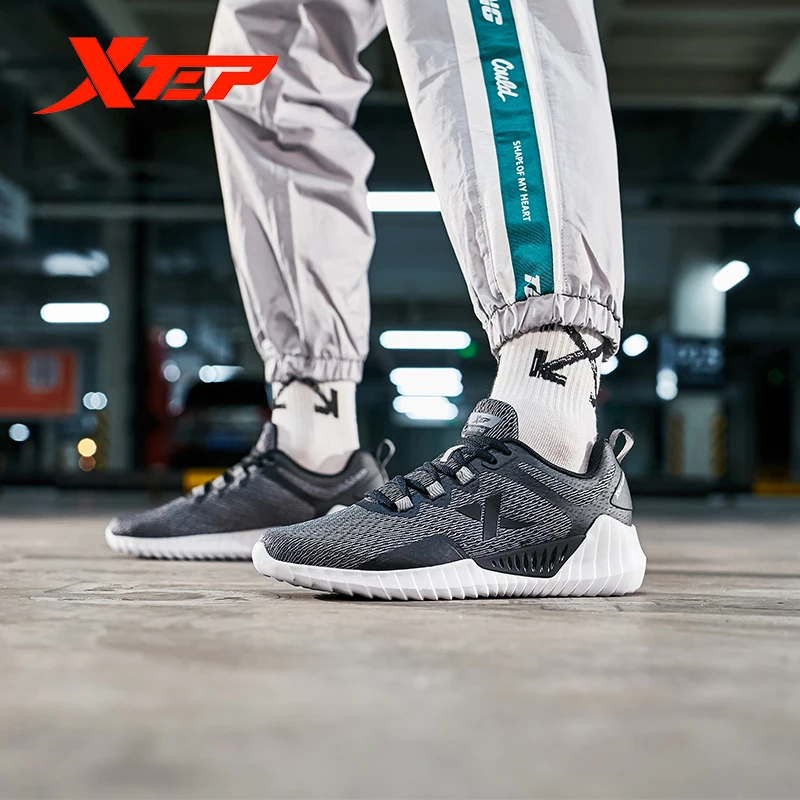 Xtep мужские кроссовки удобные модные белые черные спортивные дышащие сетчатые