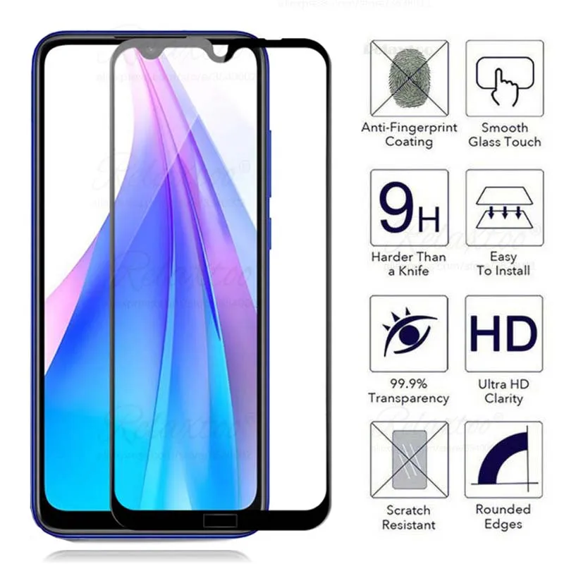 Закаленное стекло с полным покрытием для Xiaomi redmi note 8 pro 8tscreen protector on xiomi Redmi t 8pro