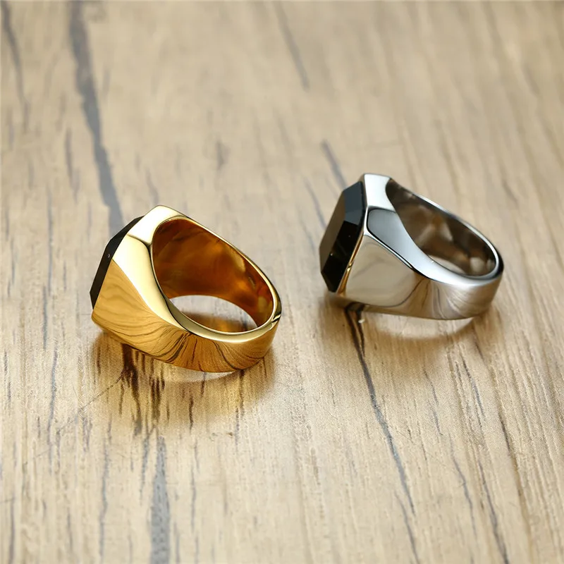 Мужское гладкое кольцо LETAPI из нержавеющей стали 316L с кубическим цирконием в