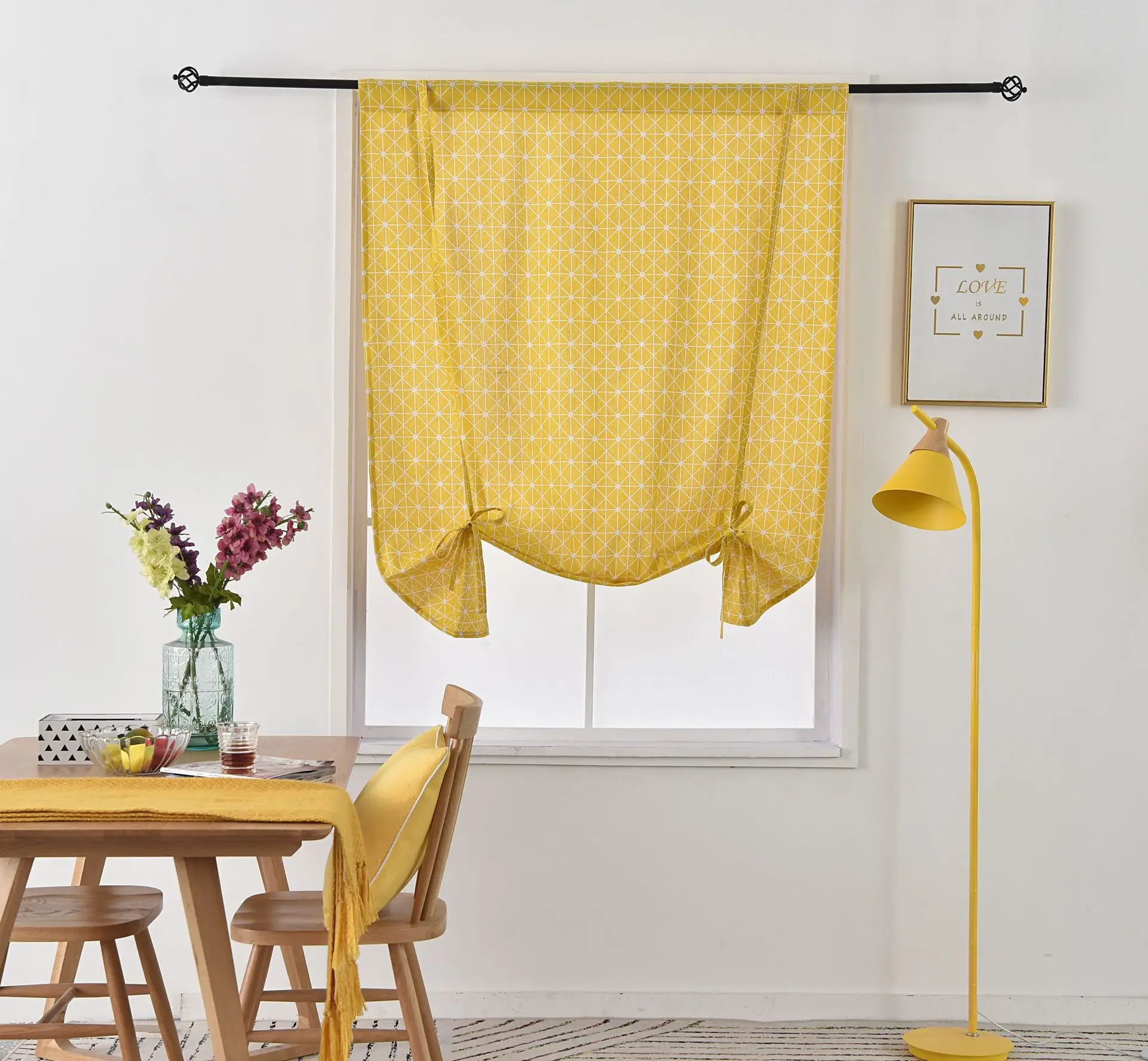 

Yellow Geometric Blackout Curtains Printing Finished Luxury Curtains Tape BlindsRoman Blinds Window Curtain Living Room