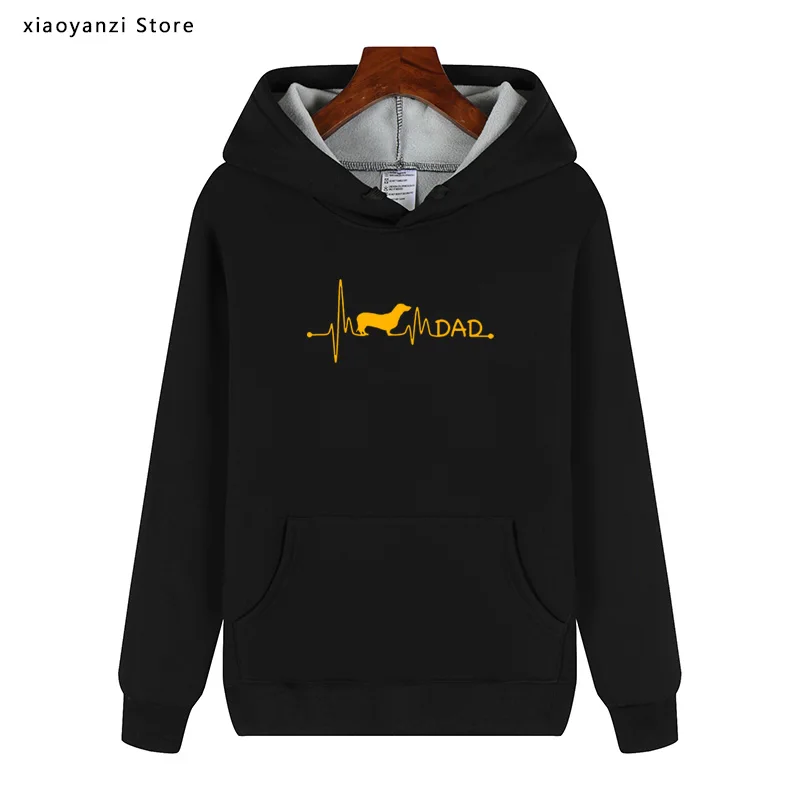 

heartbeat pulse line dachshund teckel dad dog gift Hoodies Customize Sweatshirts Standard Fitness Winter Autumn Free Shipping